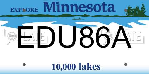 EDU86A Minnesota License Plate