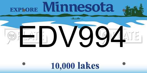 EDV994 Minnesota License Plate