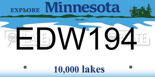 EDW194 Minnesota License Plate