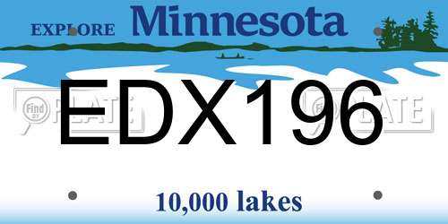 EDX196 Minnesota License Plate