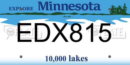 EDX815 Minnesota License Plate