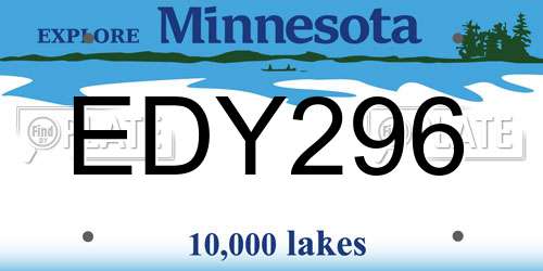 EDY296 Minnesota License Plate