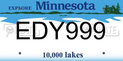 EDY999 Minnesota License Plate