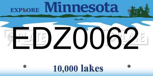 EDZ0062 Minnesota License Plate