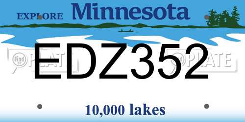 EDZ352 Minnesota License Plate
