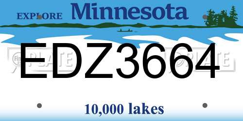 EDZ3664 Minnesota License Plate