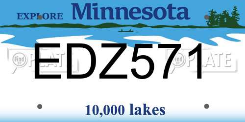 EDZ571 Minnesota License Plate