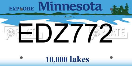 EDZ772 Minnesota License Plate