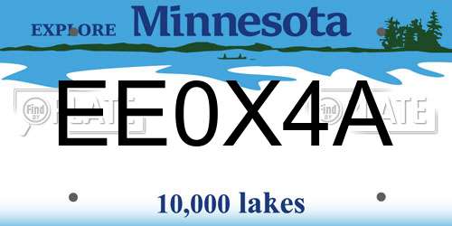 EE0X4A Minnesota License Plate