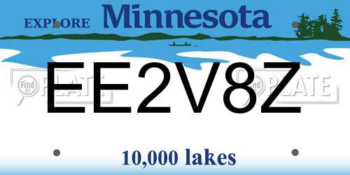 EE2V8Z Minnesota License Plate