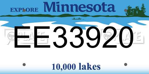 EE33920 Minnesota License Plate