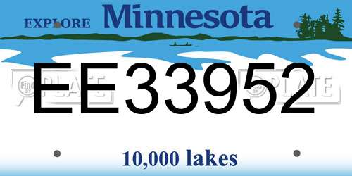 EE33952 Minnesota License Plate