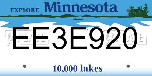 EE3E920 Minnesota License Plate