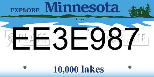 EE3E987 Minnesota License Plate
