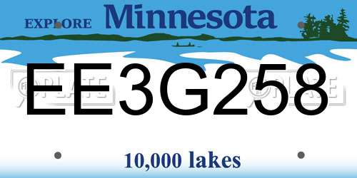 EE3G258 Minnesota License Plate