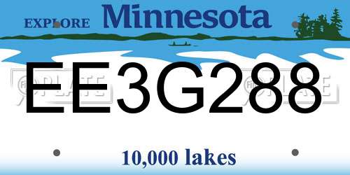 EE3G288 Minnesota License Plate