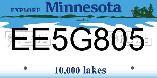 EE5G805 Minnesota License Plate