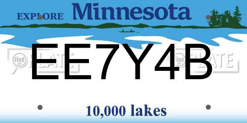 EE7Y4B Minnesota License Plate