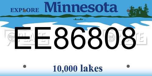 EE86808 Minnesota License Plate