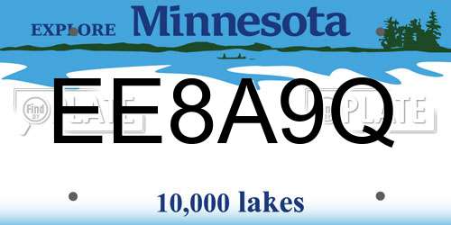 EE8A9Q Minnesota License Plate
