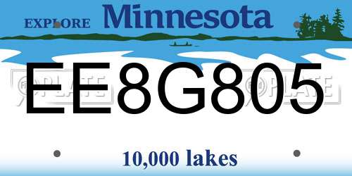 EE8G805 Minnesota License Plate