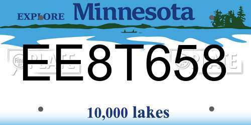 EE8T658 Minnesota License Plate