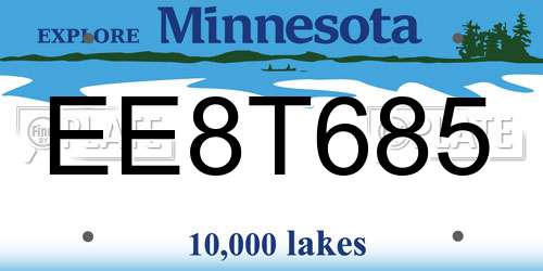 EE8T685 Minnesota License Plate