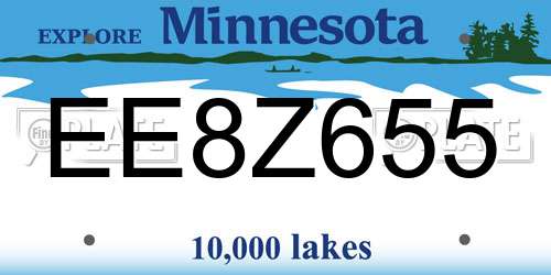 EE8Z655 Minnesota License Plate