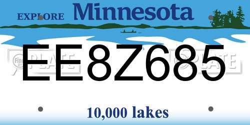 EE8Z685 Minnesota License Plate