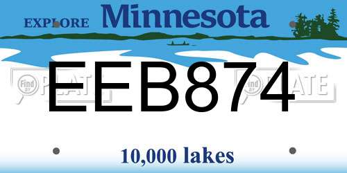 EEB874 Minnesota License Plate