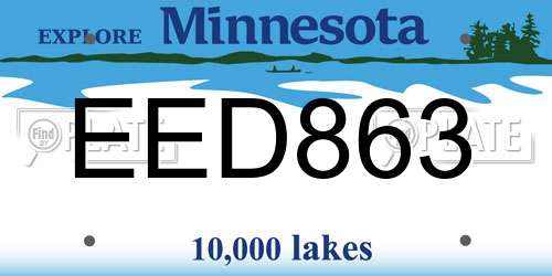 EED863 Minnesota License Plate