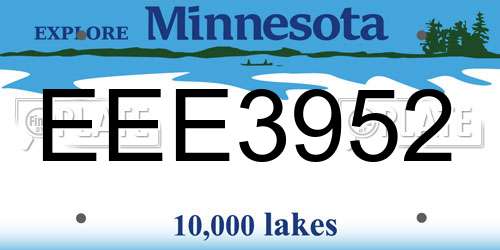 EEE3952 Minnesota License Plate
