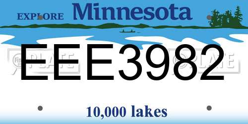 EEE3982 Minnesota License Plate