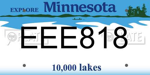 EEE818 Minnesota License Plate