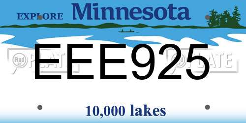 EEE925 Minnesota License Plate