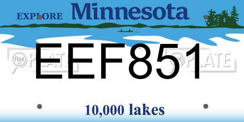 EEF851 Minnesota License Plate