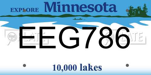 EEG786 Minnesota License Plate