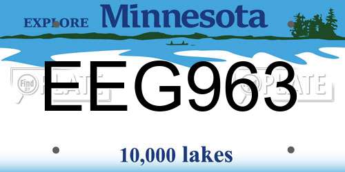 EEG963 Minnesota License Plate