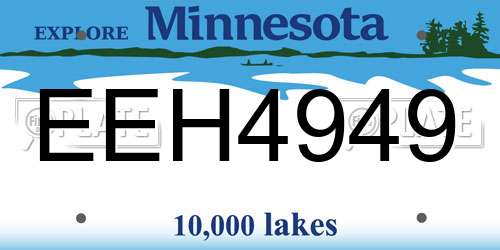EEH4949 Minnesota License Plate