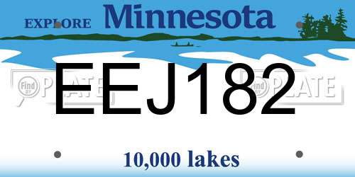 EEJ182 Minnesota License Plate