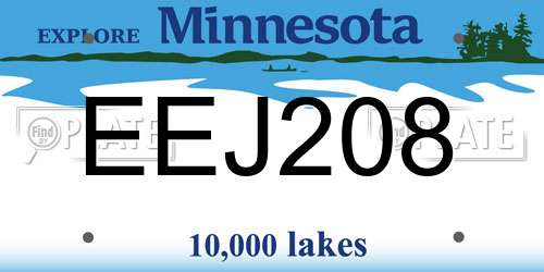 EEJ208 Minnesota License Plate