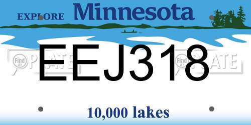 EEJ318 Minnesota License Plate