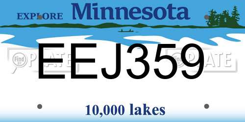 EEJ359 Minnesota License Plate