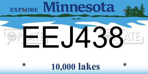 EEJ438 Minnesota License Plate