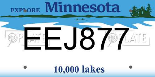 EEJ877 Minnesota License Plate