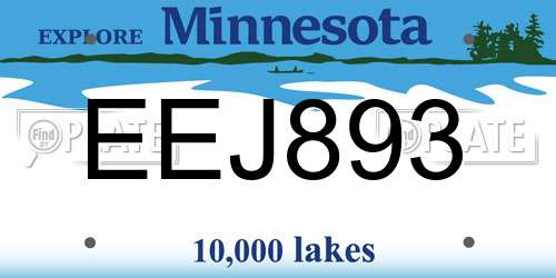 EEJ893 Minnesota License Plate