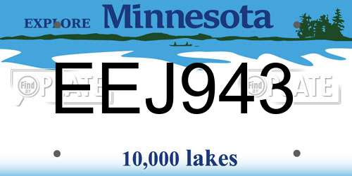 EEJ943 Minnesota License Plate