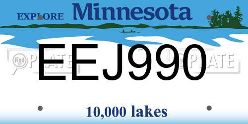 EEJ990 Minnesota License Plate