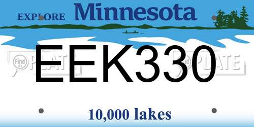 EEK330 Minnesota License Plate