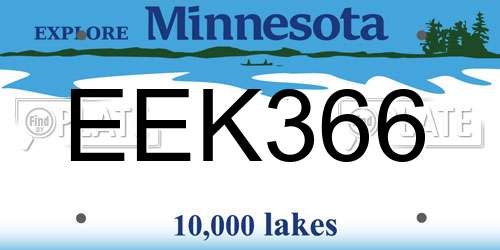 EEK366 Minnesota License Plate